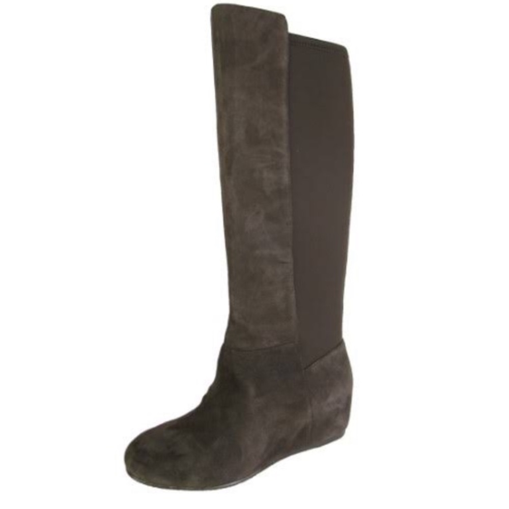 BCBG Suede Leather Indie Brown Knee High Wedge Boots 8